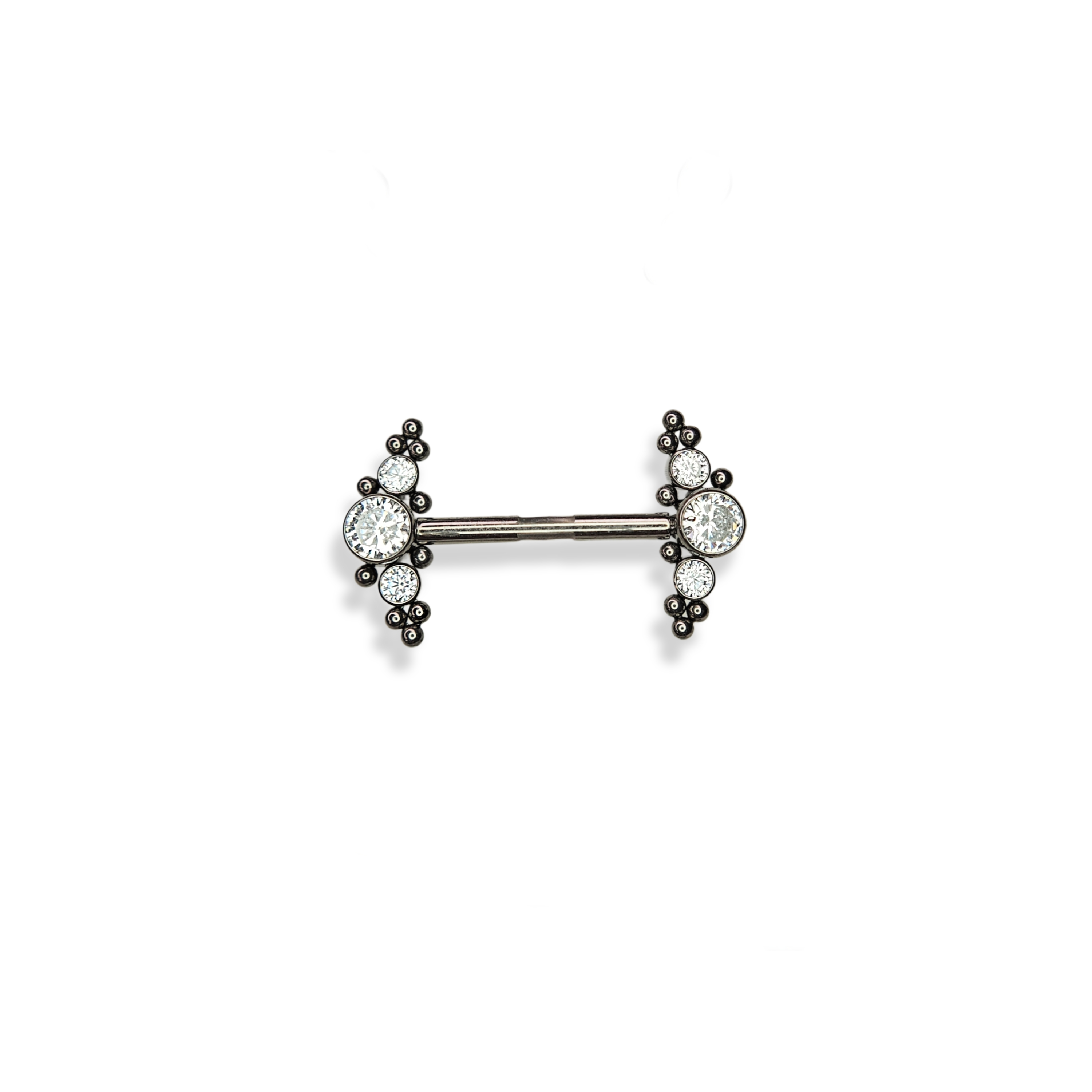 Barbell Reto para Mamilo Cluster 3 Zircônias Cúbicas