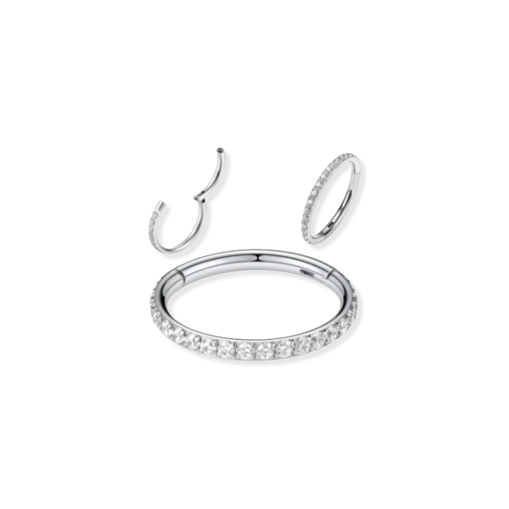 Argola Segmento Cravejada com Zircônias Cúbicas