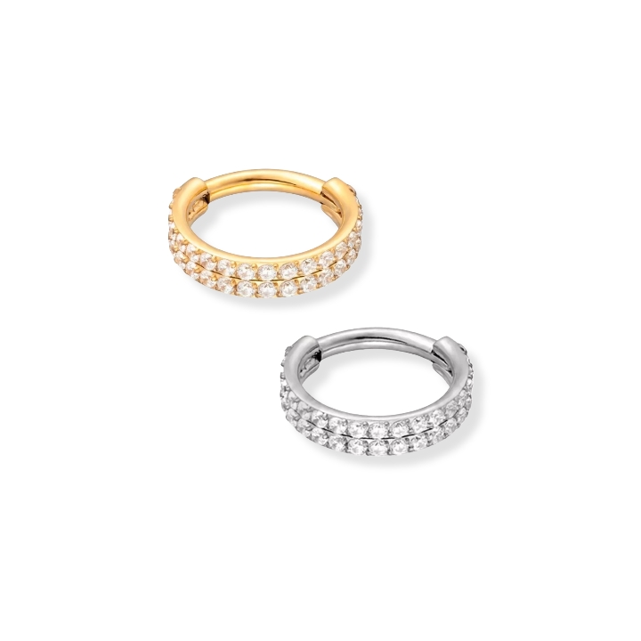 Argola Segmento Duplo Cravejada 10mm